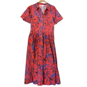 Alexis X Target Leaf Print Button Down Shirt Dress Womens Medium New